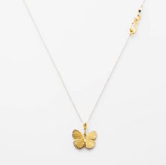 18 Karat Gelbgold 18 Karat Weißgold Baby Asterope Schmetterlingshalskette