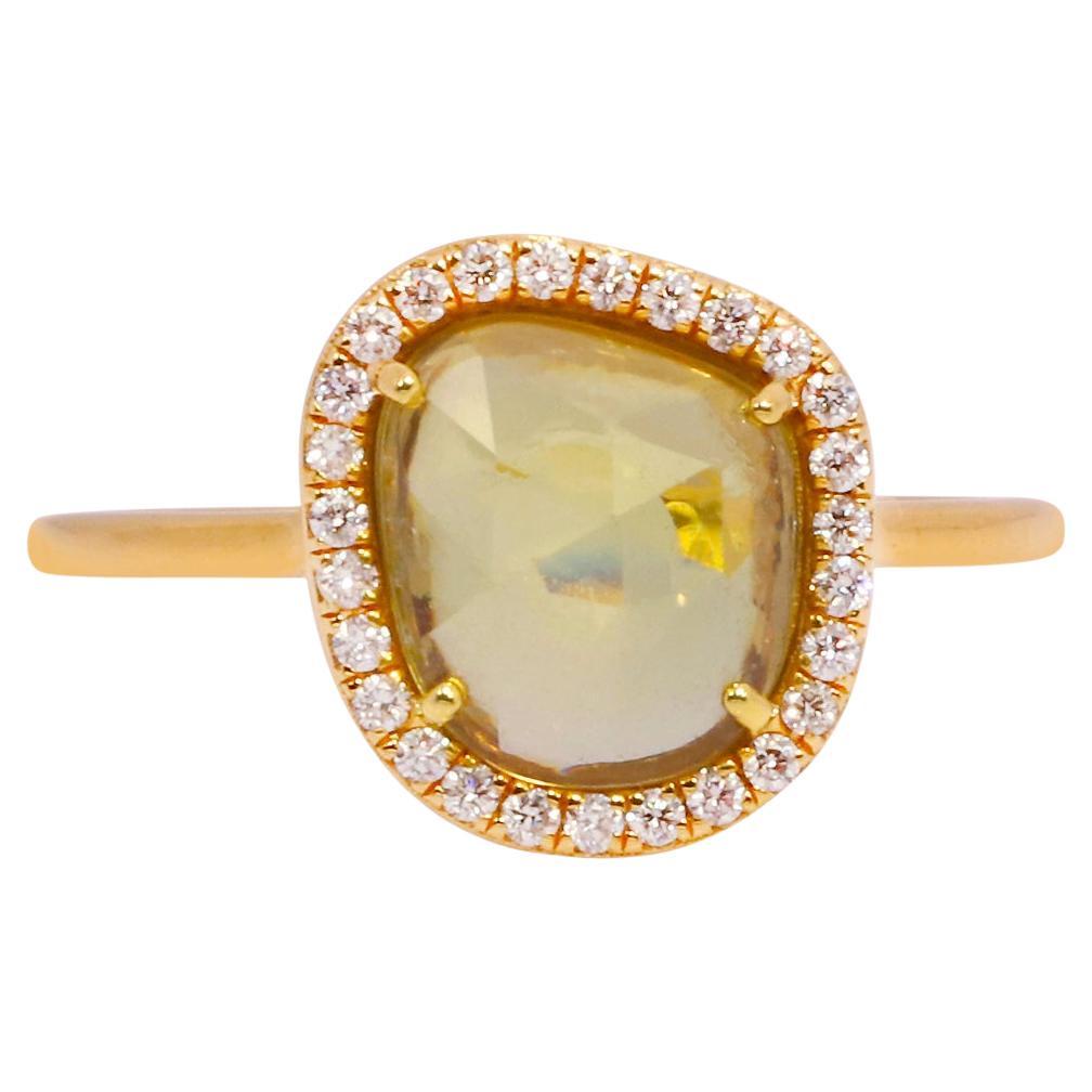 18 Karat Yellow Gold 1.97 Carat Sapphire and Diamond Cluster Ring For Sale