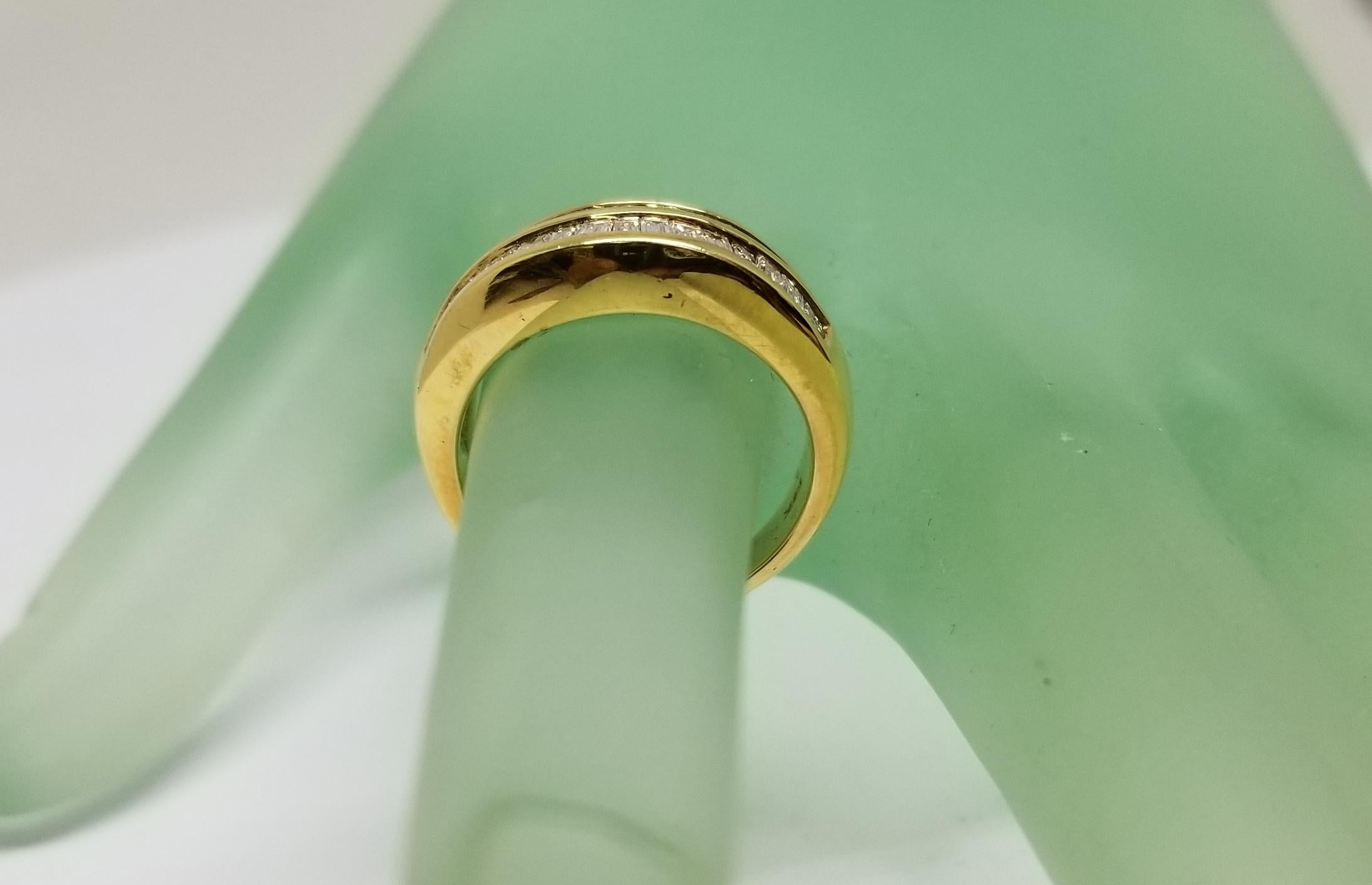 Edwardian 18 Karat Yellow Gold 2-Row Diamond Baguette Channel Set Ring