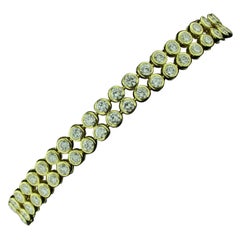 18 Karat Yellow Gold 2-Row Diamond Tennis Bracelet