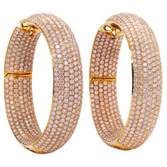 18 Karat Yellow Gold 20 Carat Diamond Inside-Out Hoop Earrings