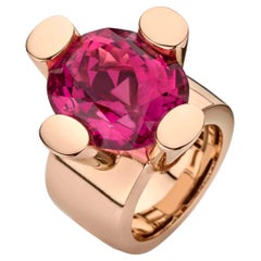 18 Karat Yellow Gold 21, 10 Carat Rubellite Cocktail Ring by Jochen Leën IGI Cert
