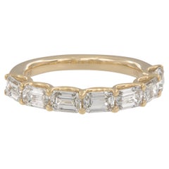 18 Karat Yellow Gold 2.13 Cttw Lab Grown Emerald Cut East - West Diamond Band