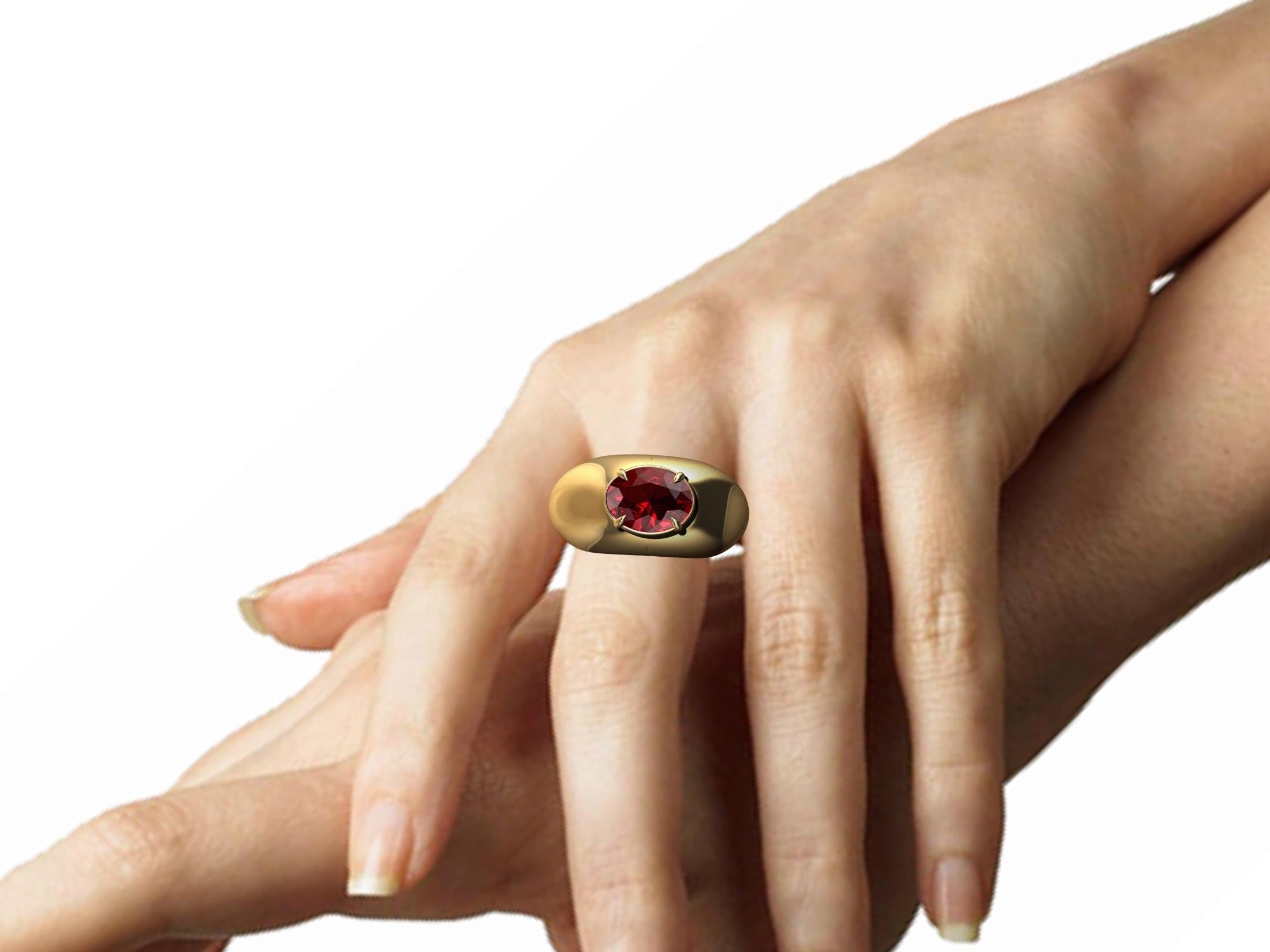 For Sale:  18 Karat Yellow Gold 2.2 Carat Ruby Dome Ring  2