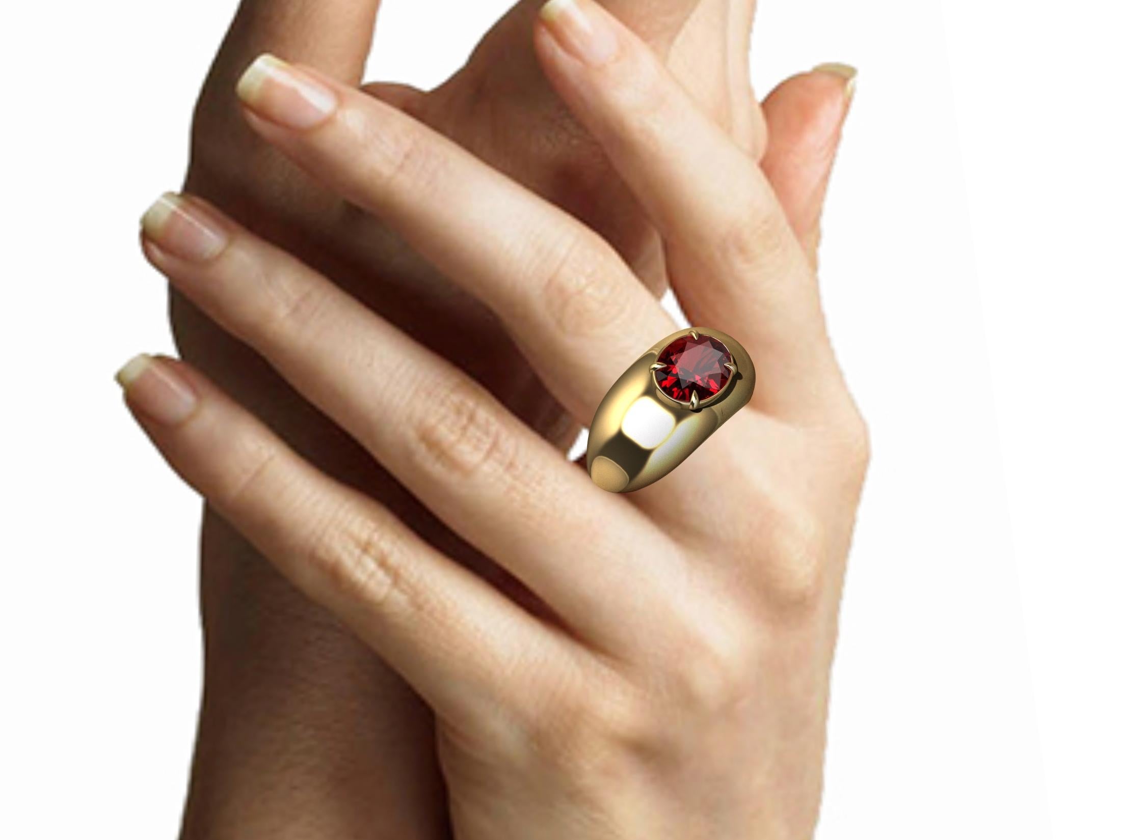 For Sale:  18 Karat Yellow Gold 2.2 Carat Ruby Dome Ring  3