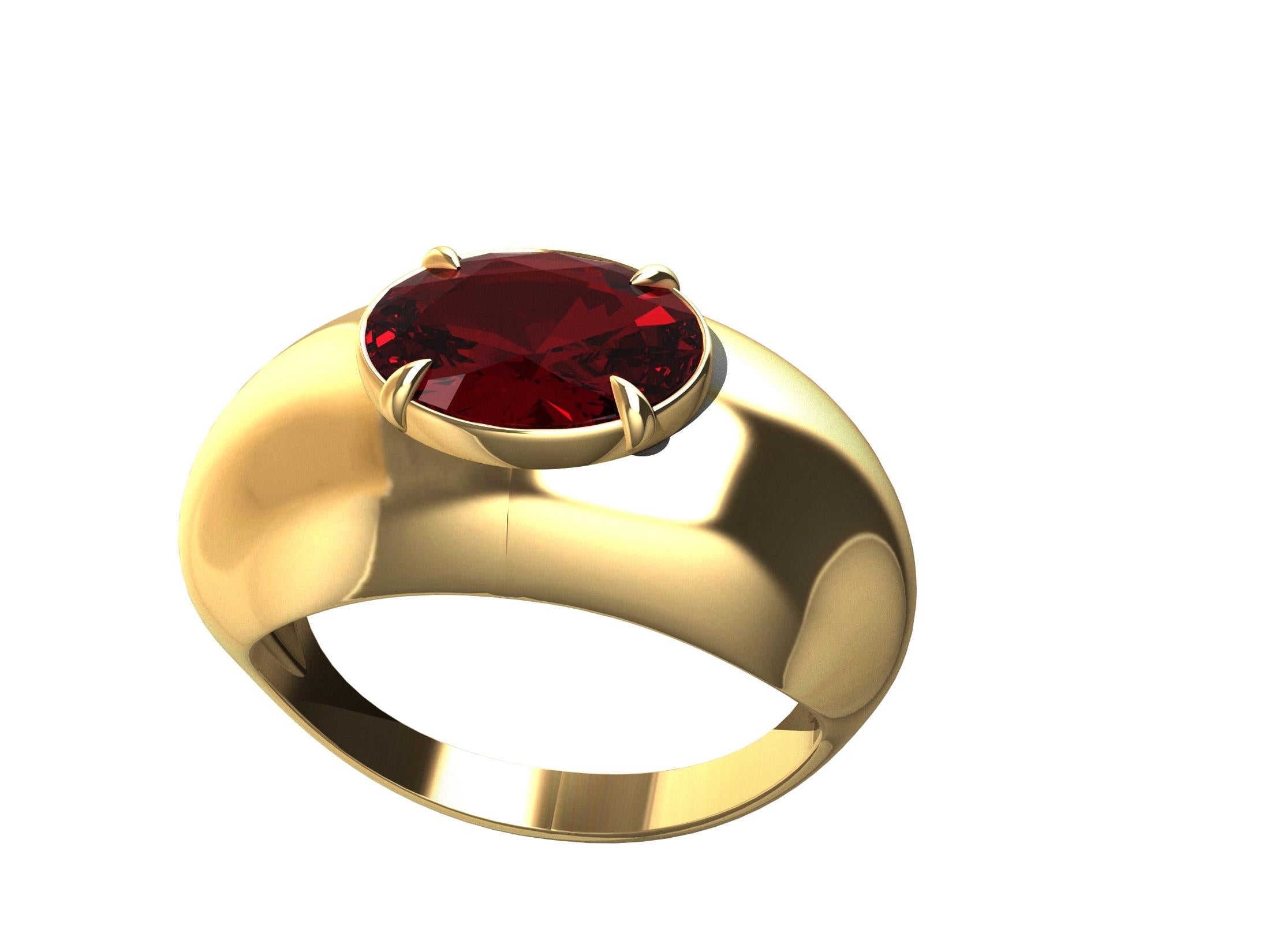 For Sale:  18 Karat Yellow Gold 2.2 Carat Ruby Dome Ring  4