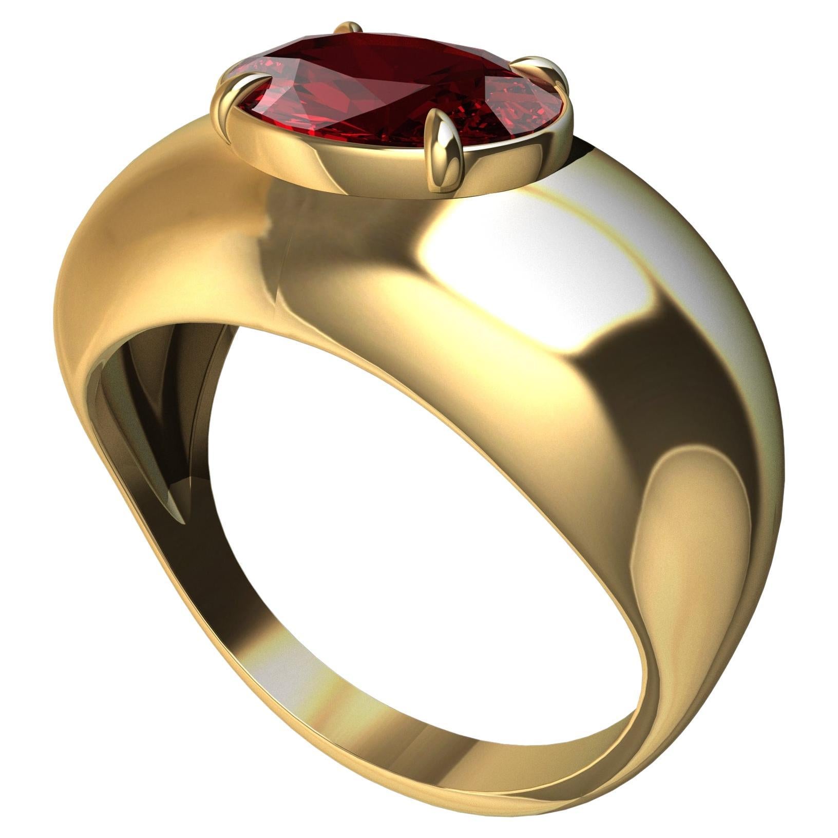 For Sale:  18 Karat Yellow Gold 2.2 Carat Ruby Dome Ring