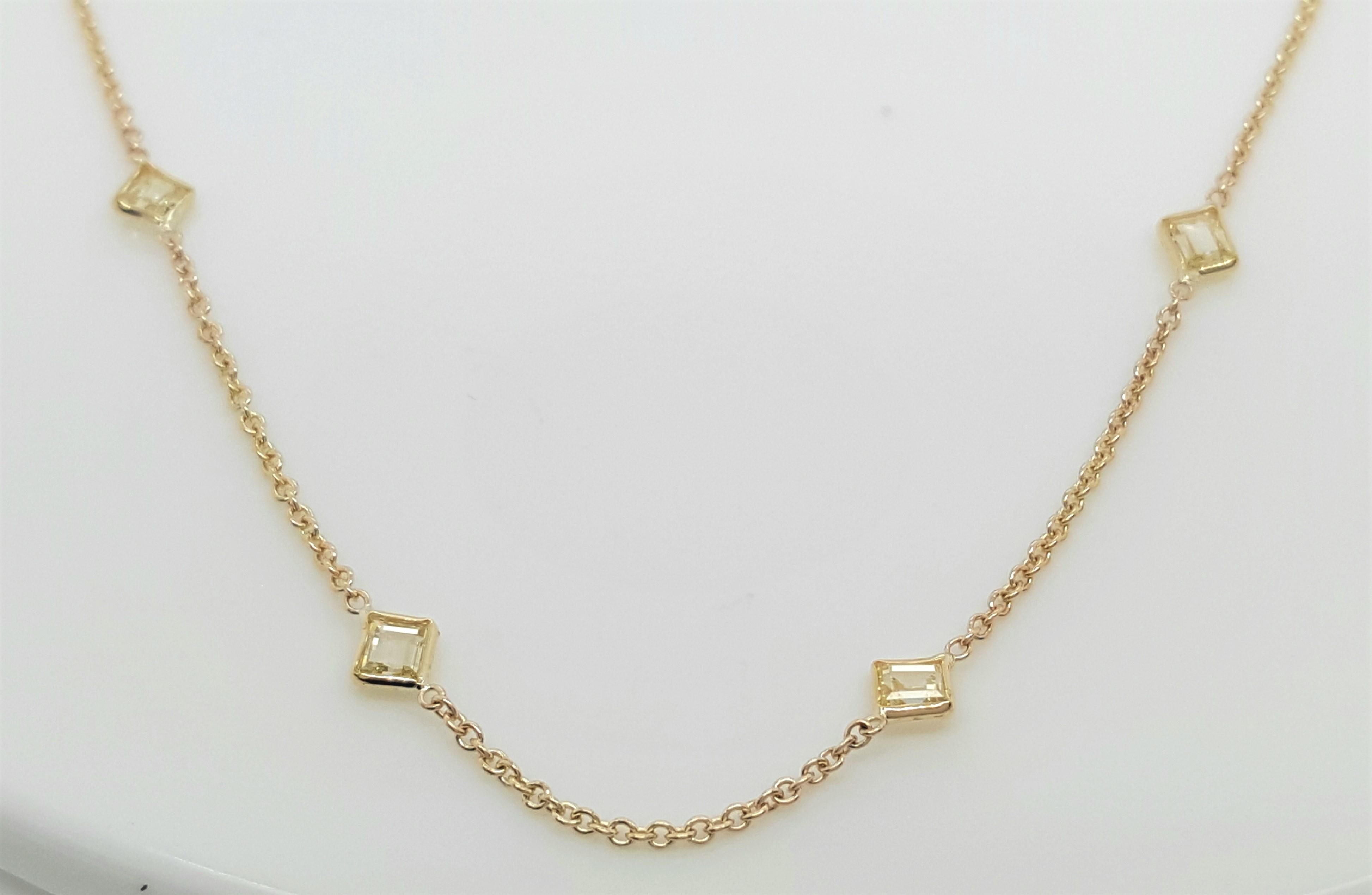 Women's or Men's 18 Karat Yellow Gold 2.21 Carat Diamond by The Yard Necklace