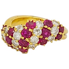 Vintage 18 Karat Yellow Gold, 2.31 Carat Ruby and 1.10 Carat Diamond Cocktail Ring