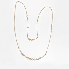 18 Karat Yellow Gold 2.51 Cttw Diamond Curved Bar Necklace