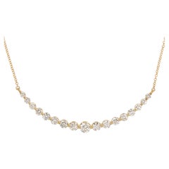 18 Karat Yellow Gold 2.51 Cttw Diamond Curved Bar Necklace