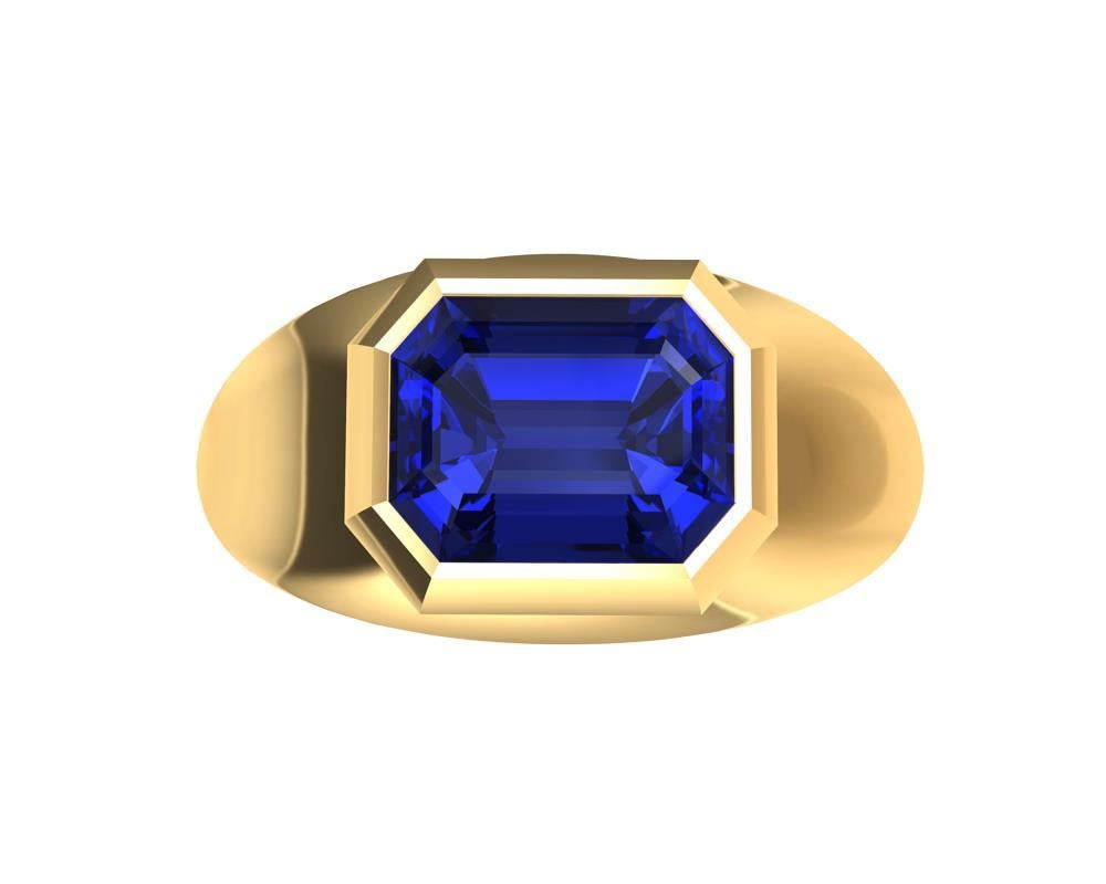 For Sale:  18 Karat Yellow Gold 2.54 Carat Blue Sapphire Sculpture Ring 2