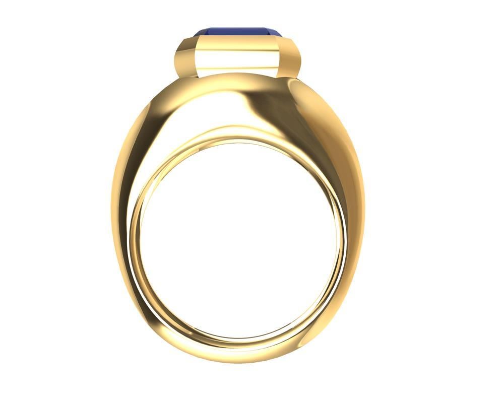 For Sale:  18 Karat Yellow Gold 2.54 Carat Blue Sapphire Sculpture Ring 4