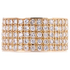 18 Karat Yellow Gold 2.7 Carat Round Brilliant Diamond Cigar Band
