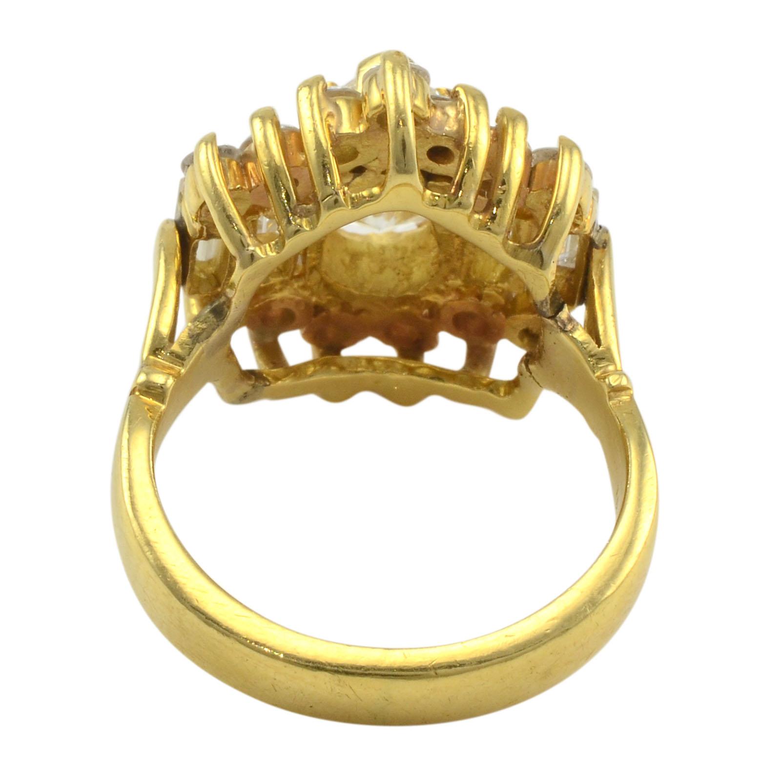 18 Karat Yellow Gold 2.75 CTW Multi Diamond Ring For Sale 2