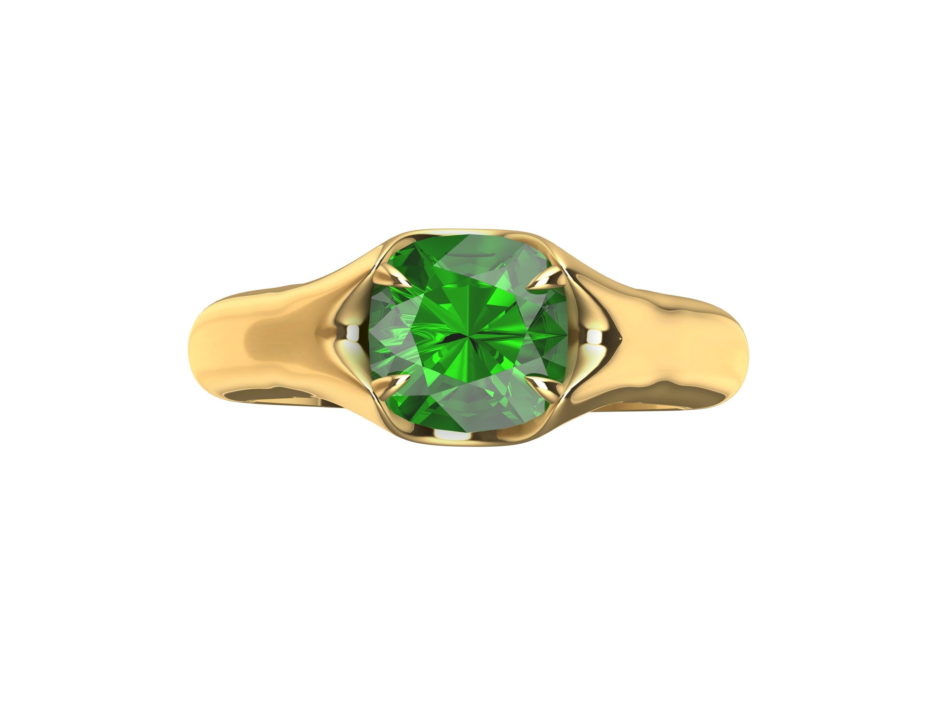 18 Karat Yellow Gold 2.87 Carat Emerald Cushion Cut Sculpture Ring 3