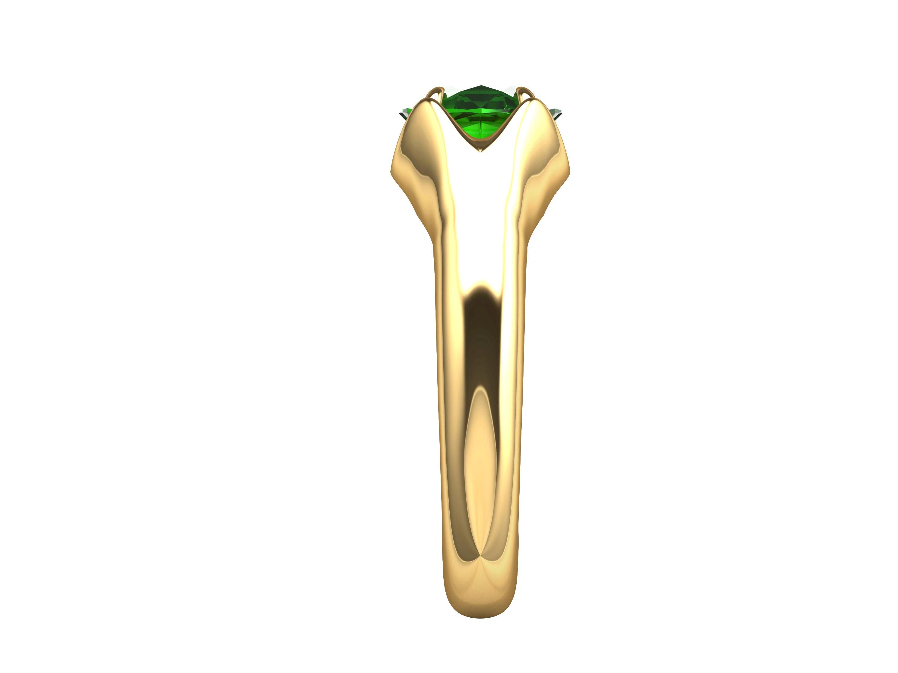 18 Karat Yellow Gold 2.87 Carat Emerald Cushion Cut Sculpture Ring 5