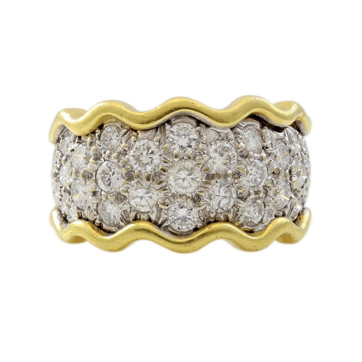 18 Karat Yellow Gold 3 Carat Diamond Estate Band Ring For Sale