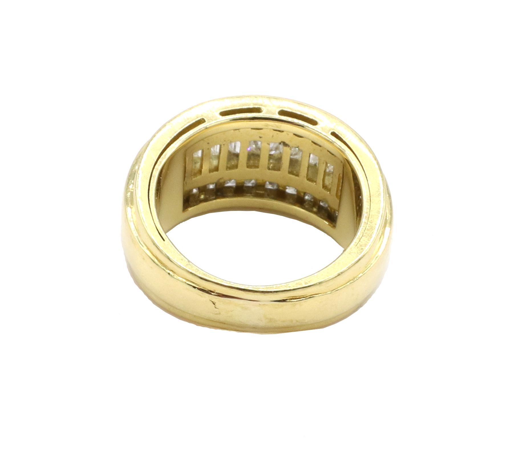 Taglio smeraldo Anello a fascia larga in oro giallo 18 carati con diamante naturale da 3 carati