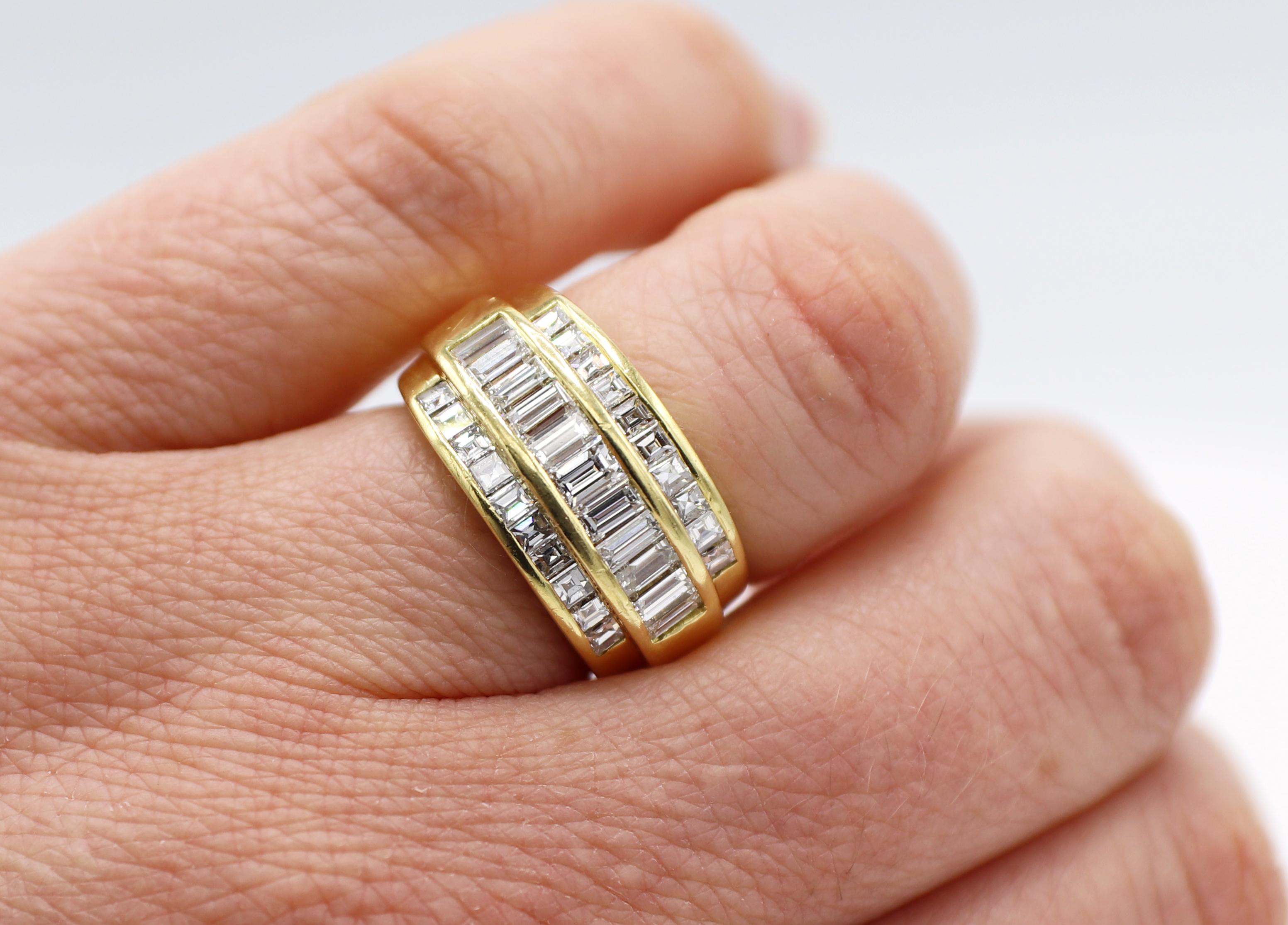 Anello a fascia larga in oro giallo 18 carati con diamante naturale da 3 carati In condizioni ottime a  Baltimore, MD