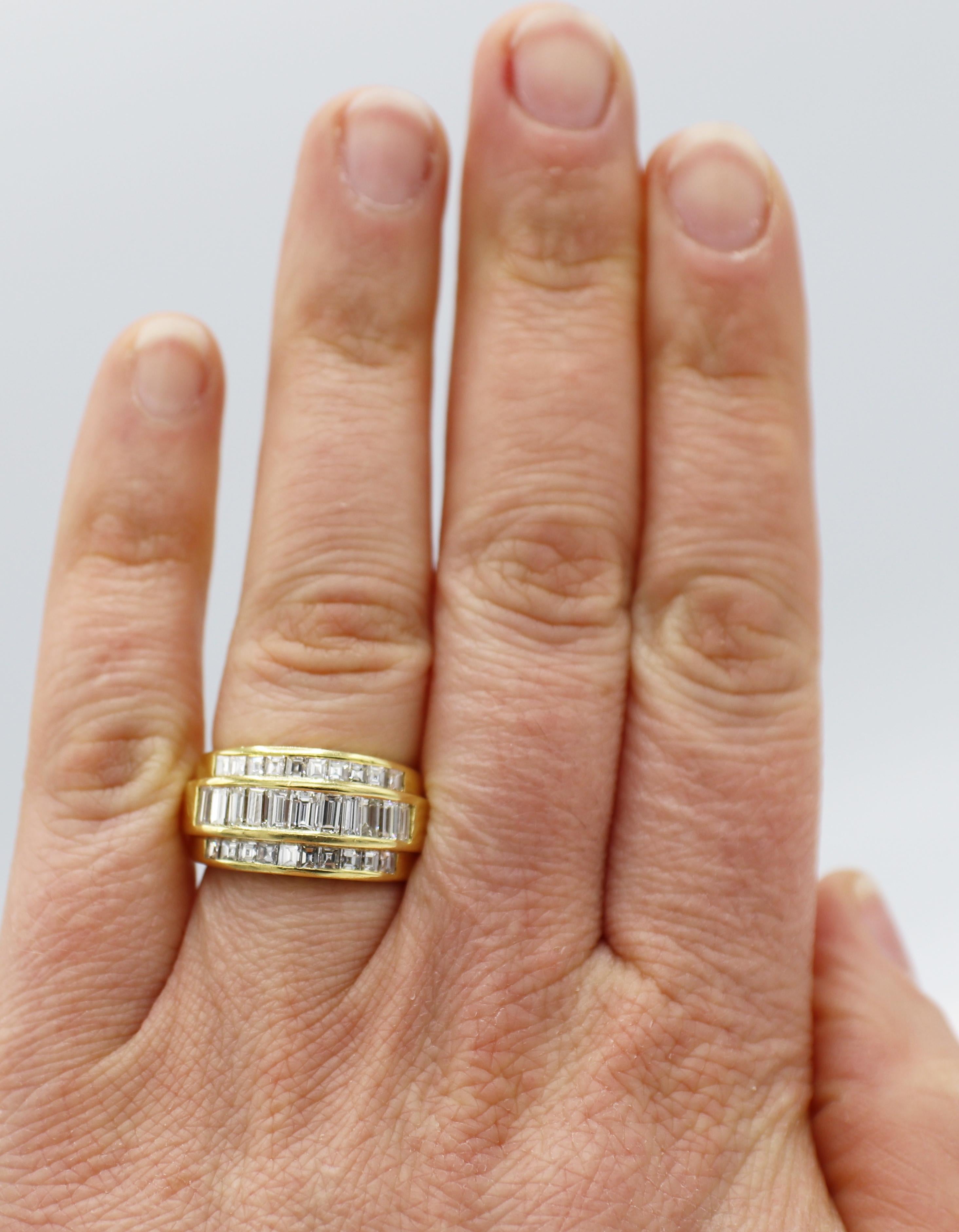Donna Anello a fascia larga in oro giallo 18 carati con diamante naturale da 3 carati