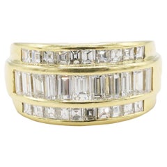 18 Karat Yellow Gold 3 Carat Diamond Wide Band Ring 