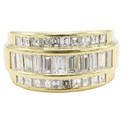 18 Karat Yellow Gold 3 Carat Natural Diamond Wide Band Ring
