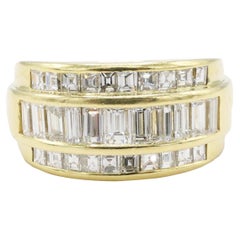 18 Karat Yellow Gold 3 Carat Natural Diamond Wide Band Ring 