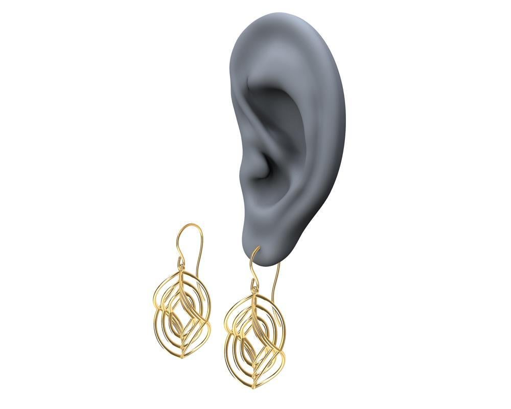 Boucles d'oreilles en or jaune 18 carats à 3 losanges Pour femmes en vente