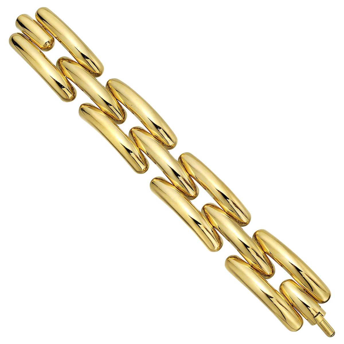 18 Karat Yellow Gold 3-Row Bracelet For Sale