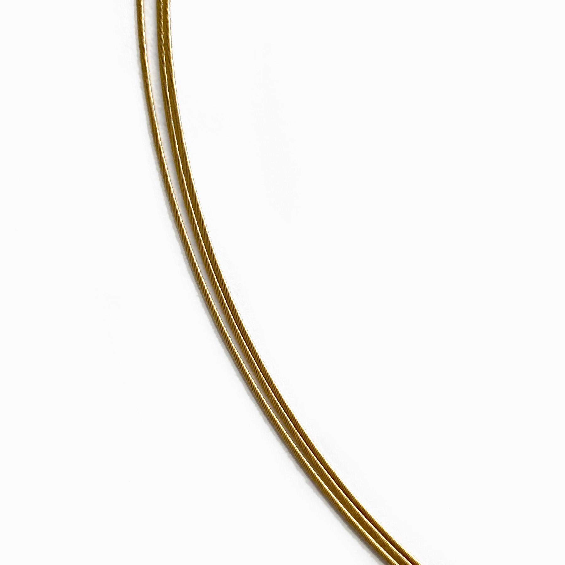 Contemporain Collier contemporain en or jaune 18 carats à 3 brins avec câble en fil de fer, d'une longueur de 16 pouces en vente