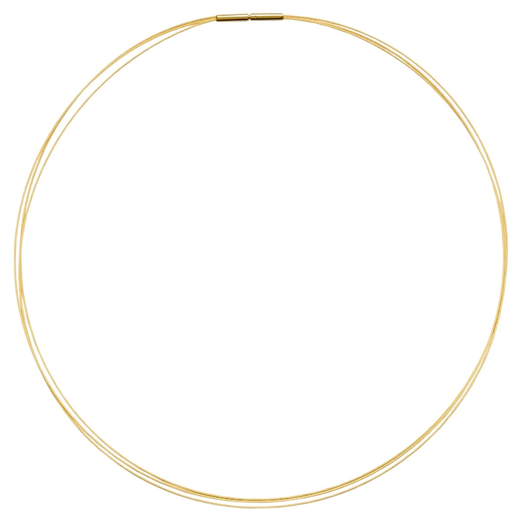 18 Karat Yellow Gold 3 Strands Wire Cable Contemporary Necklace 16 inches Long