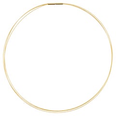 Collana contemporanea a tre fili in oro giallo 18 carati lunga 16 pollici