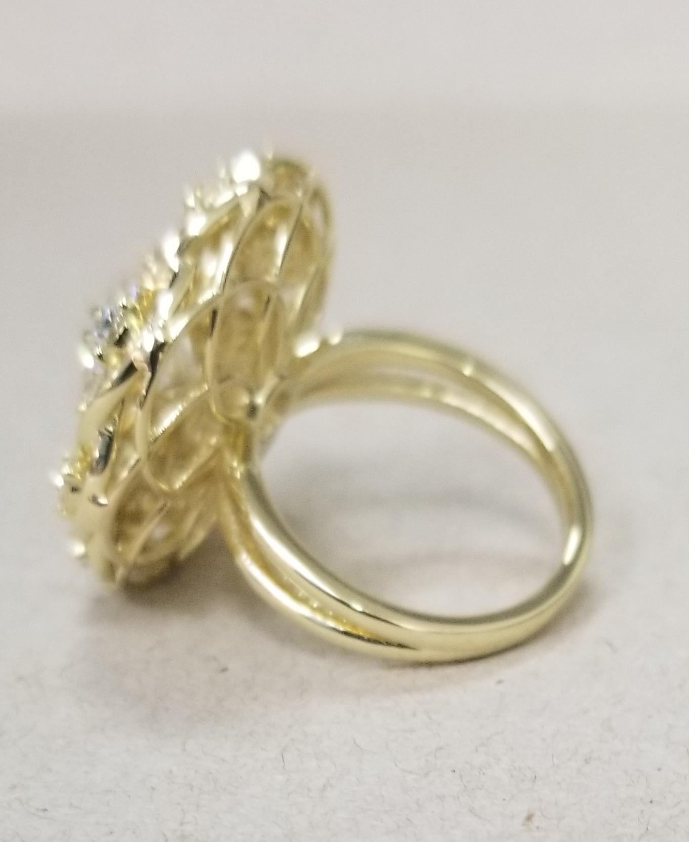 Women's or Men's EGL Certified F SI2  3.00Cts. Diamond 18K Yellow Gold Ring 