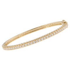 18 Karat Yellow Gold 3.15 Cttw Eternity Diamond Bangle Bracelet Made in Italy