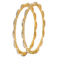 18 Karat Gelbgold 3,34 Karat Diamant-Armreif in Kuppelform aus Tennis