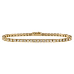 18 Karat Yellow Gold 3.50 Cttw Fine Diamond Line Tennis Bracelet
