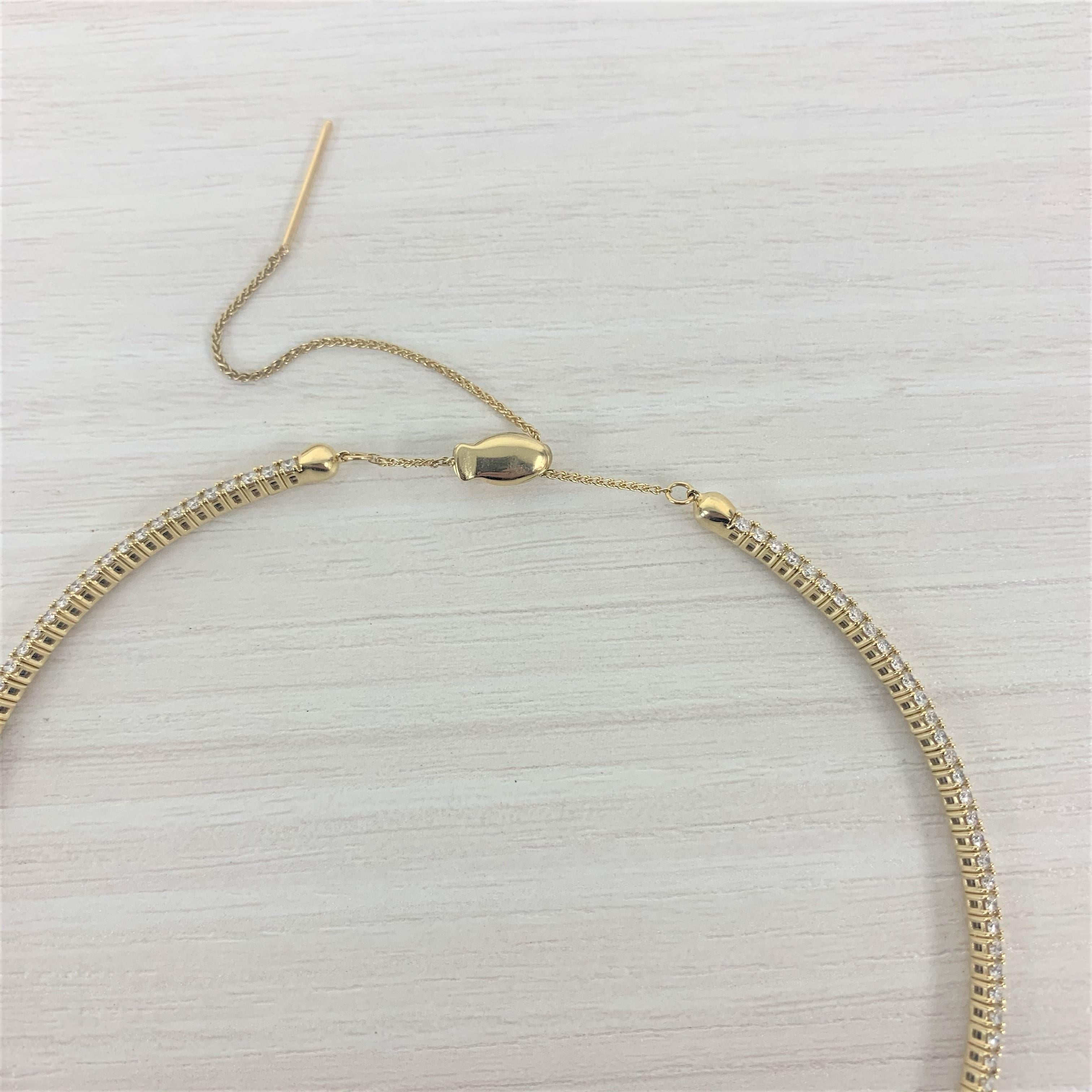 18 Karat Gelbgold 3,56 Karat Flexibler Diamant Choker Halsband Halskette (Rundschliff) im Angebot