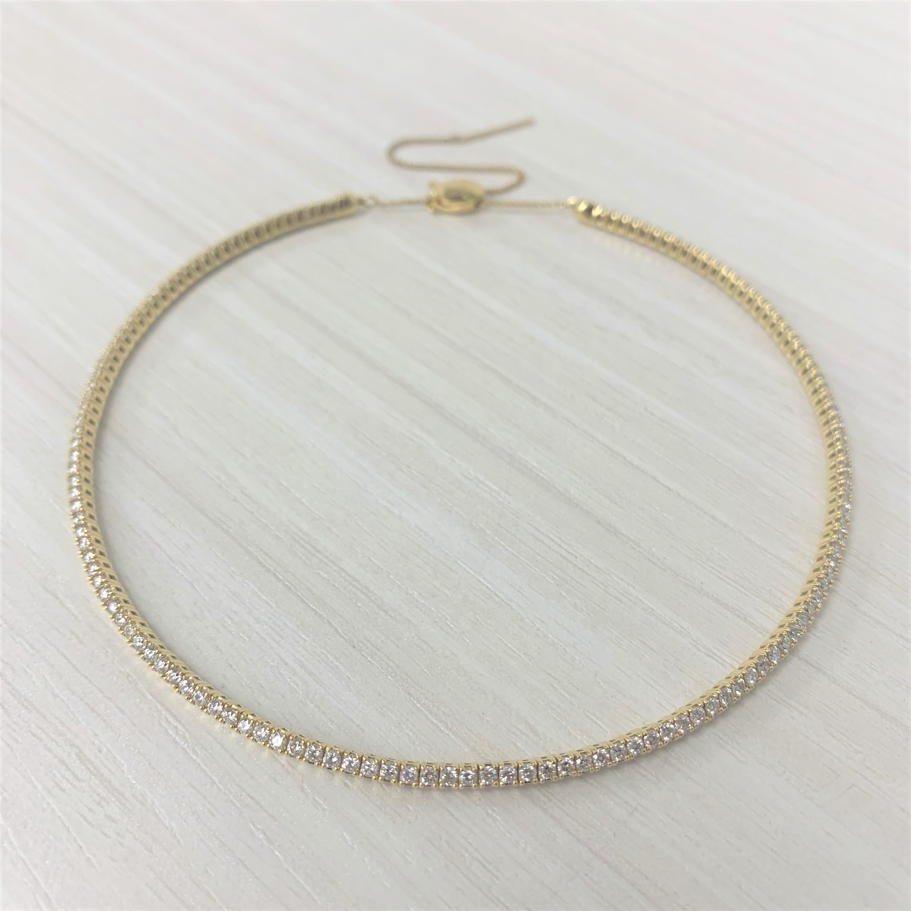 18 Karat Gelbgold 3,56 Karat Flexibler Diamant Choker Halsband Halskette im Zustand „Neu“ im Angebot in Great neck, NY