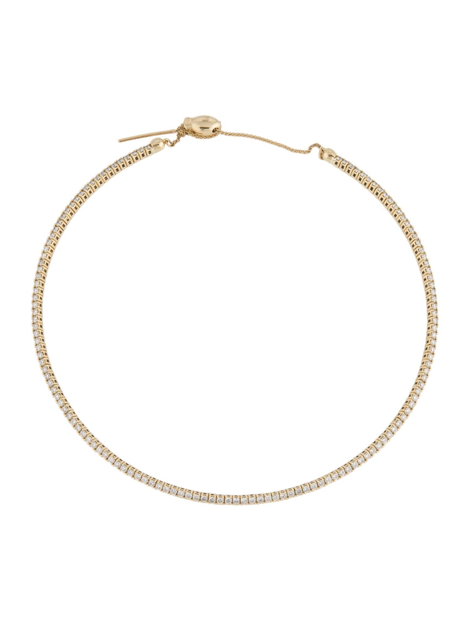 Round Cut 18 Karat Yellow Gold 3.56 Carat Flexible Diamond Choker Collar Necklace For Sale