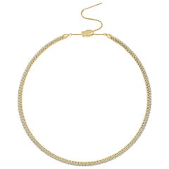 18 Karat Yellow Gold 3.56 Carat Flexible Diamond Choker Collar Necklace