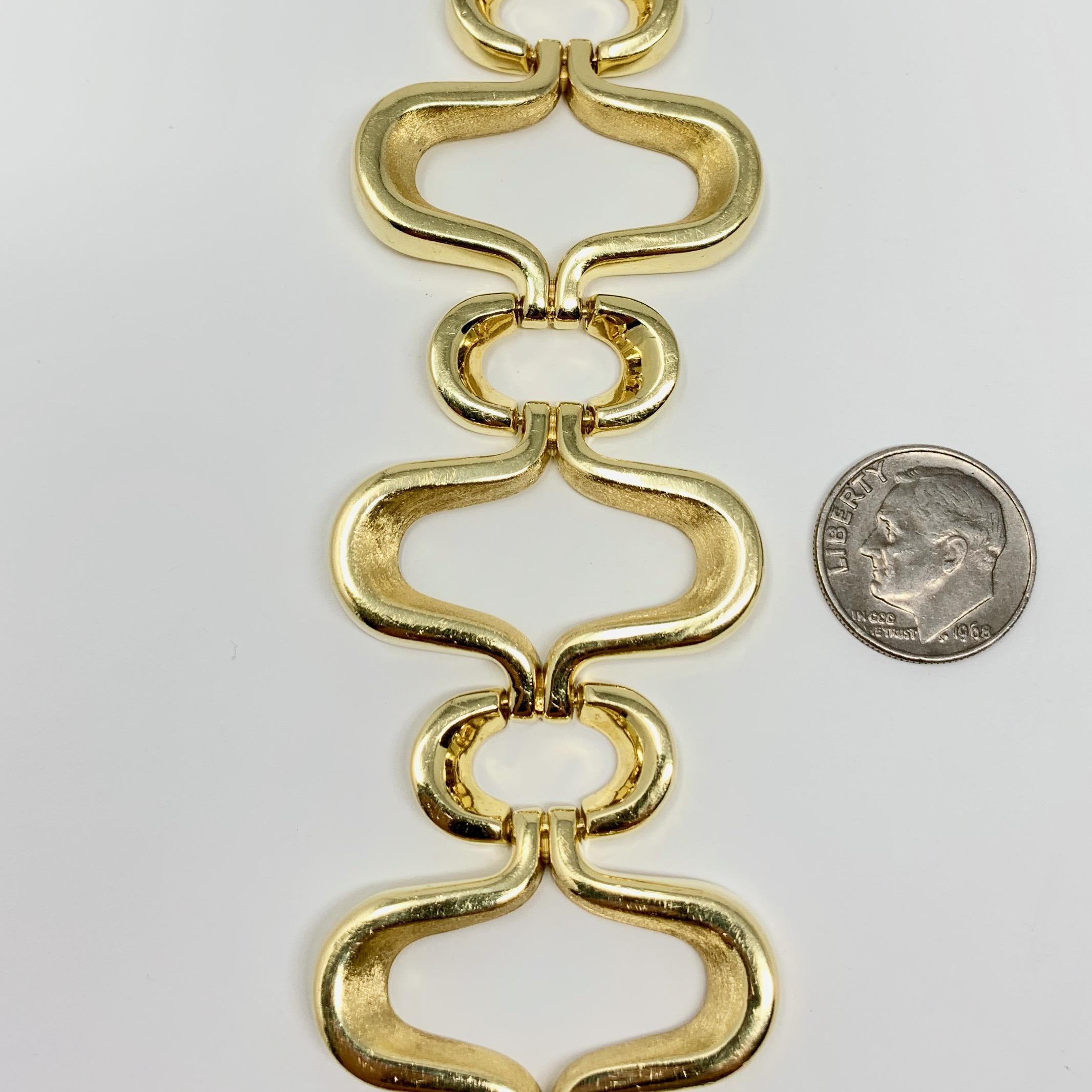 Women's 18 Karat Yellow Gold Wide Fancy Link Bracelet