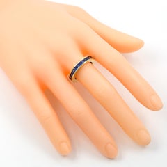18 Karat Yellow Gold 3.64 Carat Sapphire Princess-Cut Full Band Eternity Ring