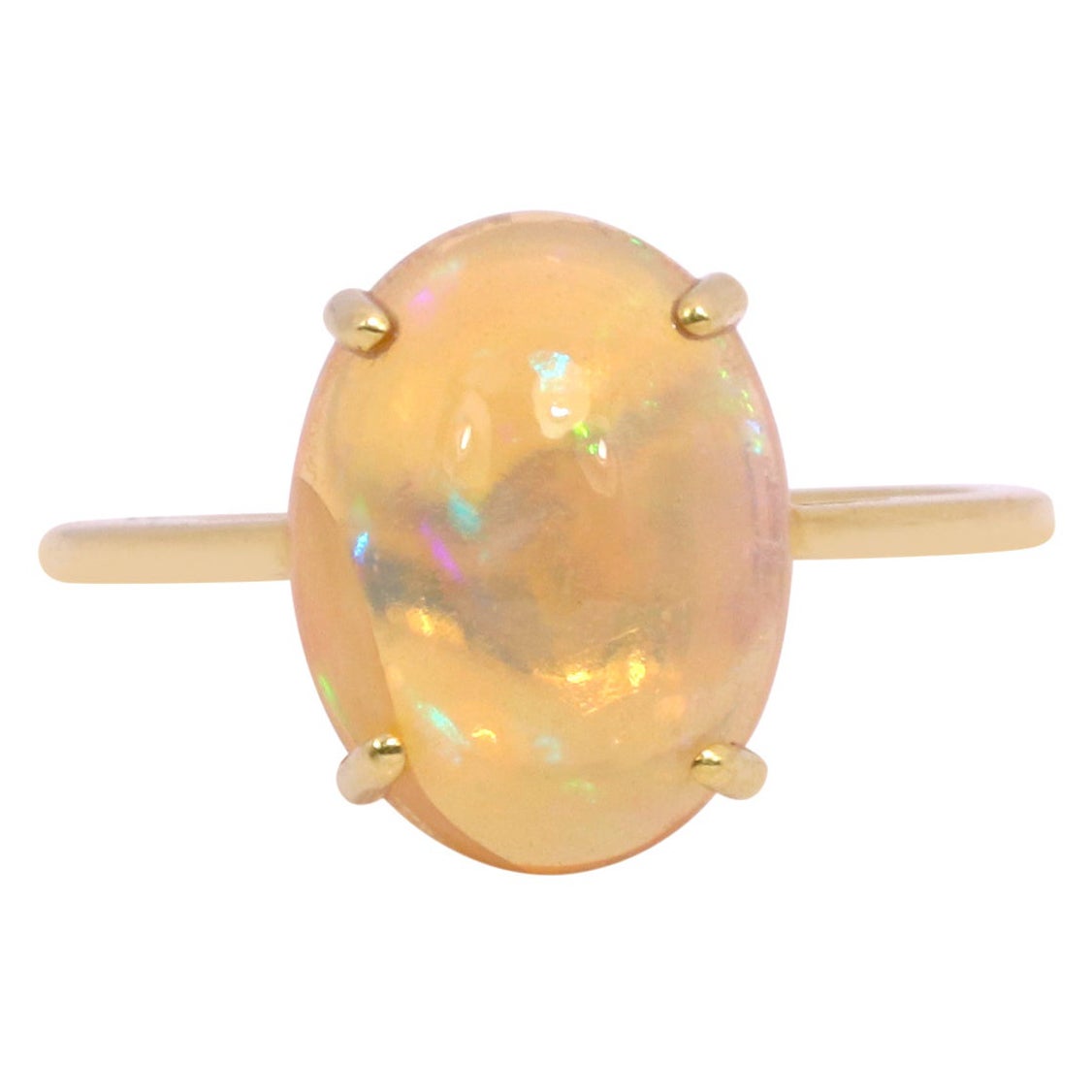 Bague solitaire en or jaune 18 carats 3,71 carats d'opale