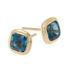 18 Karat Gelbgold 3,72 Karat Londoner Blautopas Manhattan Ring von Goshwara
