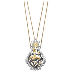 18 Karat Yellow Gold 3.8 Carat Sapphire Briolettes Diamonds Pendant Necklace