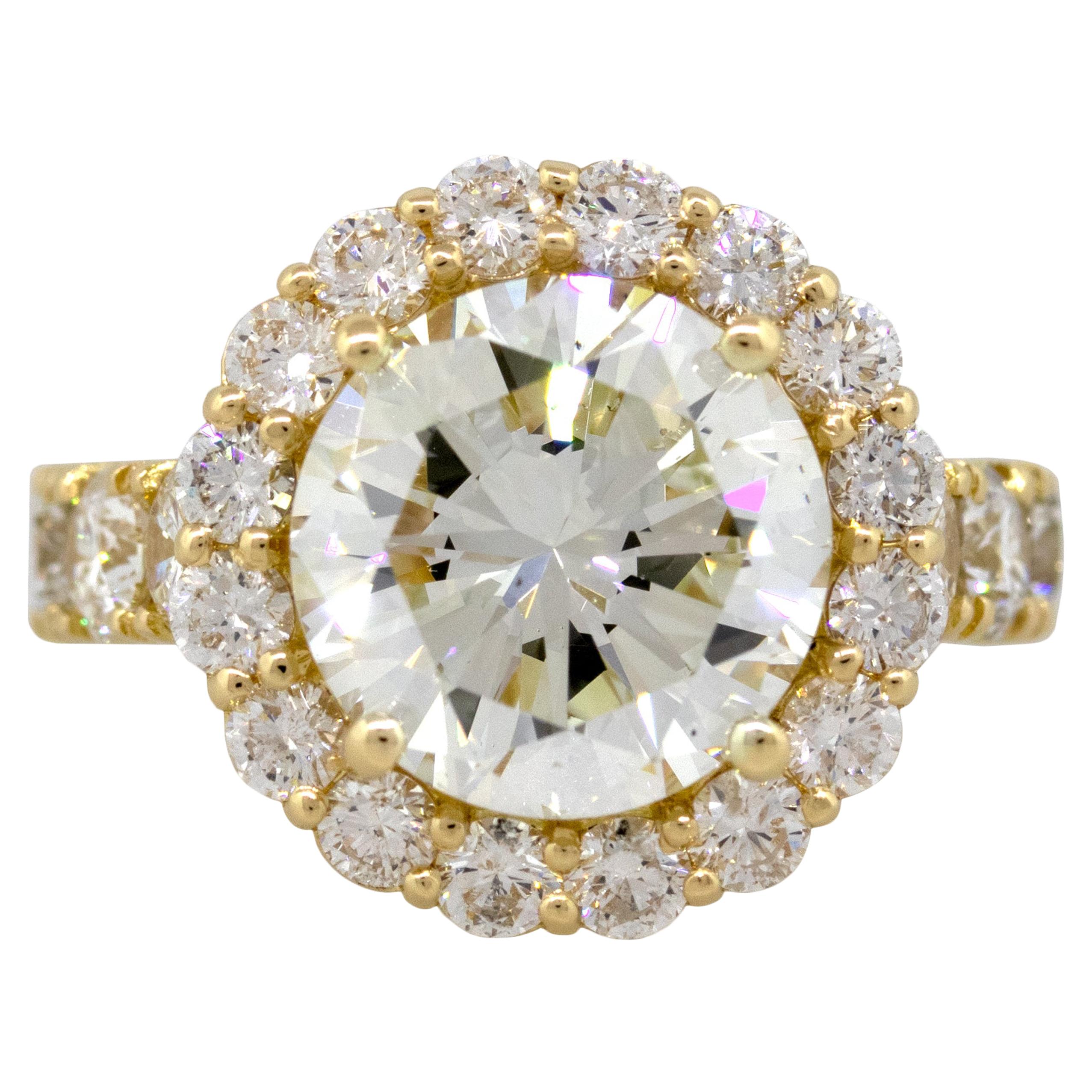 18 Karat Yellow Gold 4.02 Carat GIA Certified Round Brilliant Diamond Ring