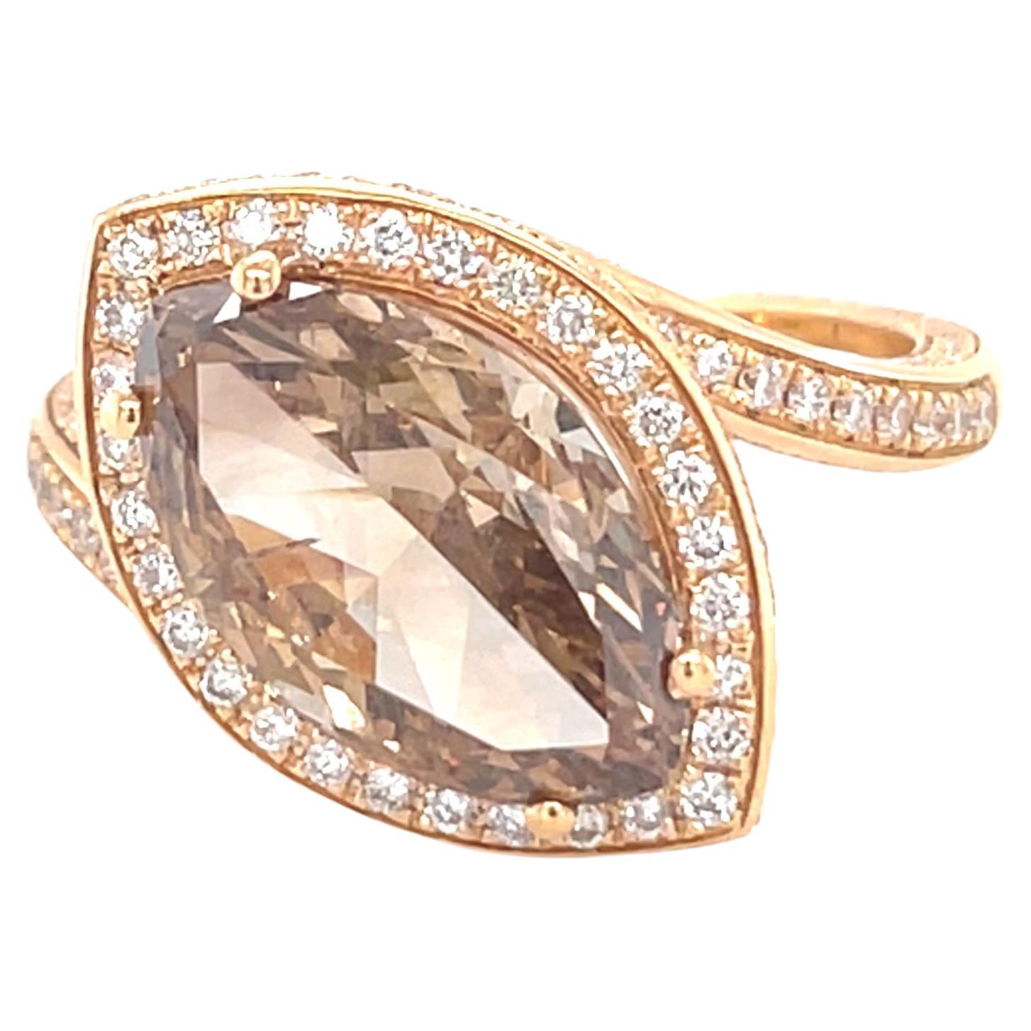 18 Karat Yellow Gold 4.15 Carat Brown Diamond Cocktail Ring In New Condition For Sale In Monte-Carlo, MC