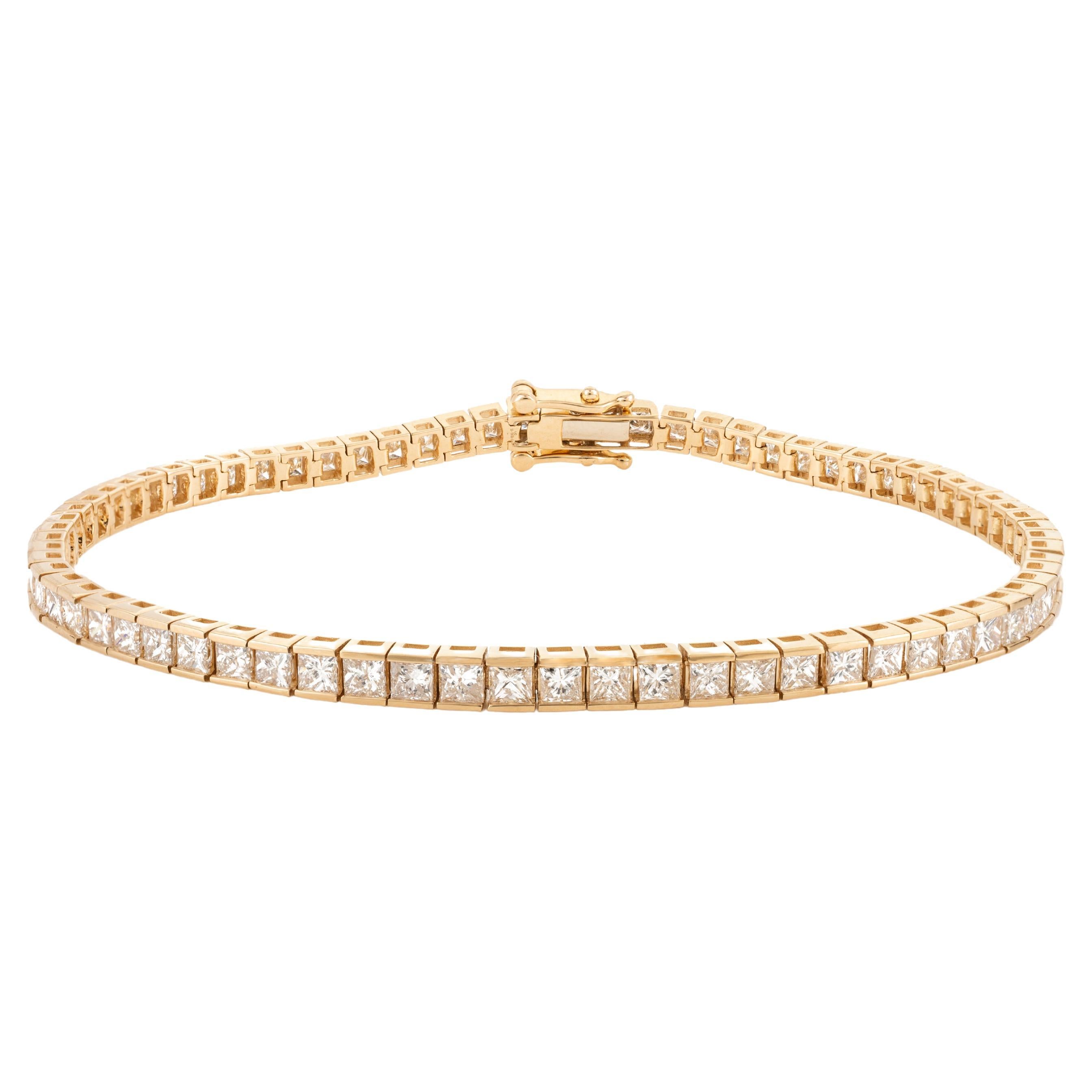 Bracelet tennis en or jaune 18 carats avec diamants de 4,42 carats