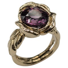 Oro amarillo de 18 quilates 4,68 quilates  Anillo Rosa Turmalina Violeta
